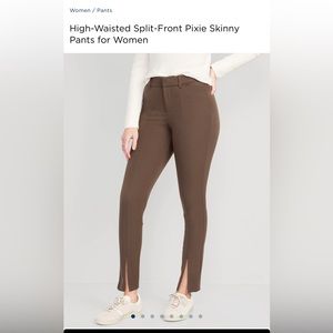 Old Navy High Rise Pixie split hem brown pants - NWT